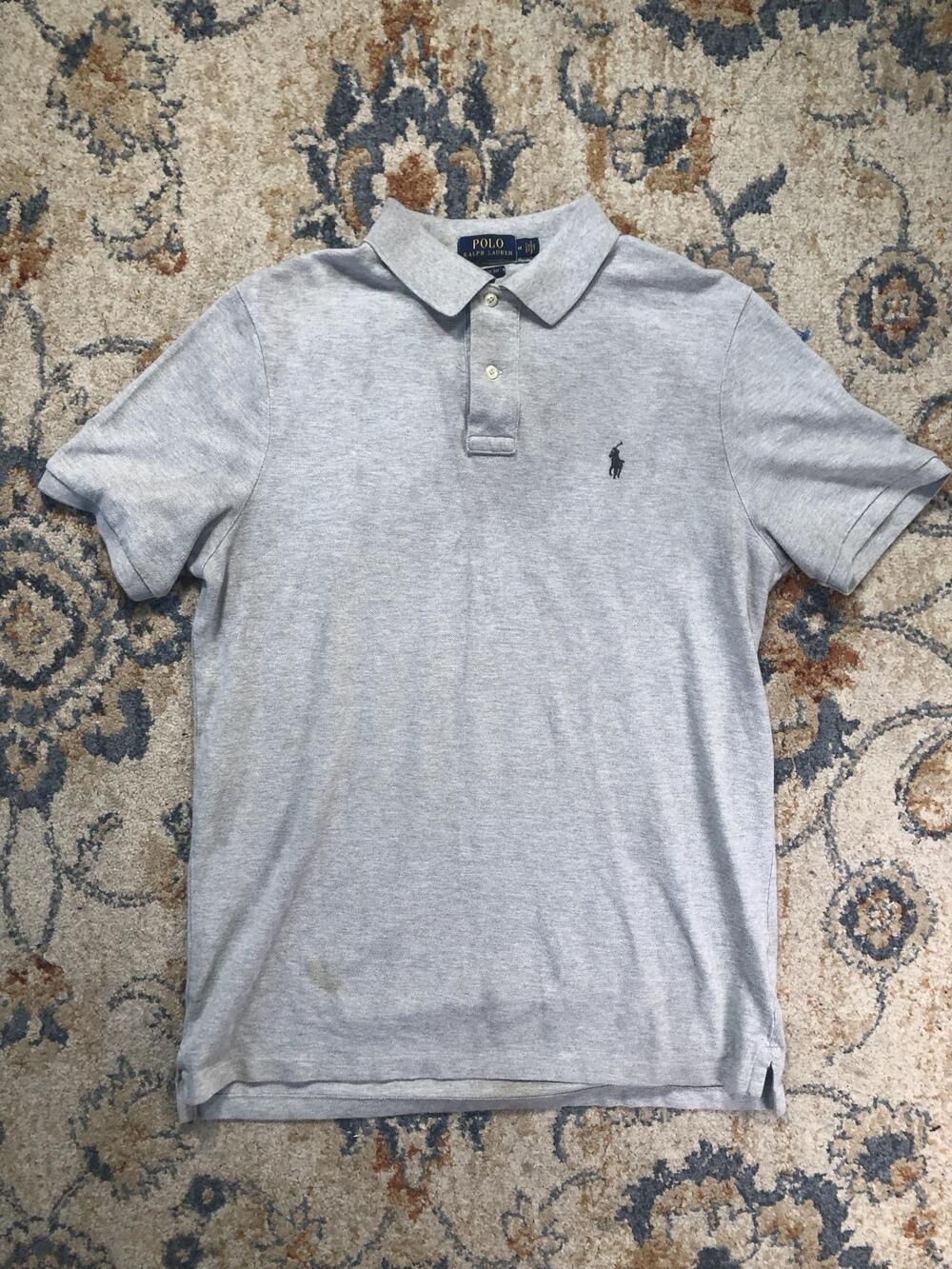 Polo Ralph Lauren Polo Shirt Mens Medium Gray Classic Fit Pony Logo Short Sleeve